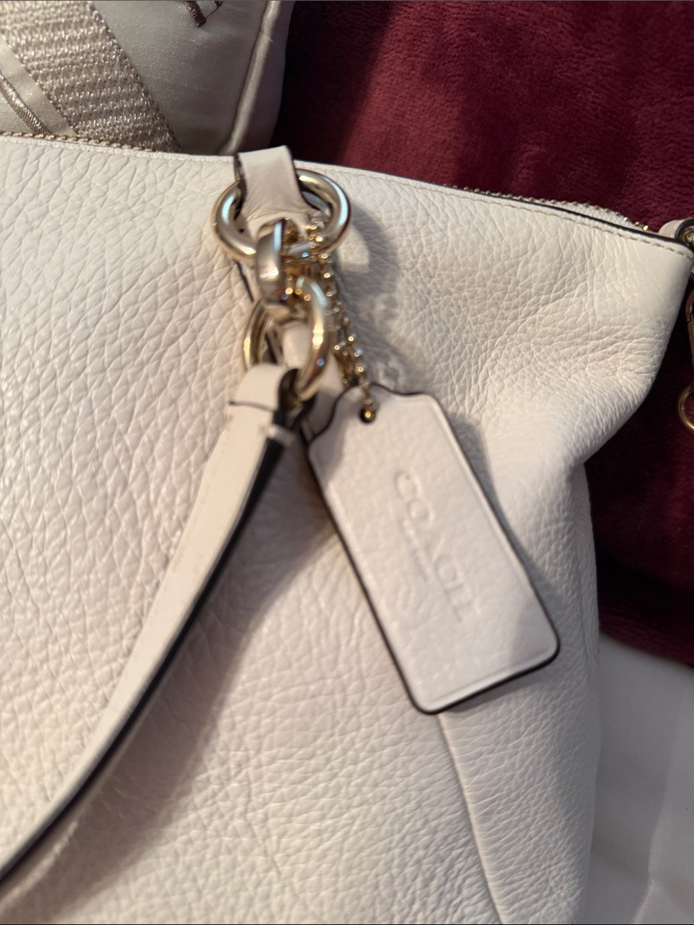 Coach Pebbled Leather Satchel Crossbody Ivory Cream Bag - Picture 3 of 12